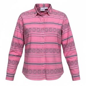 Nuovo Vintage 90s Pink Southwestern Stripe Long Sleeve Button-Up Shirt Sz Medium